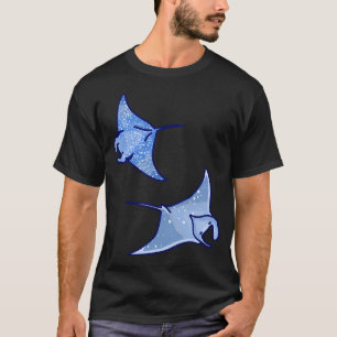 Blue Manta Rays on a white background – Ocean Li T-Shirt