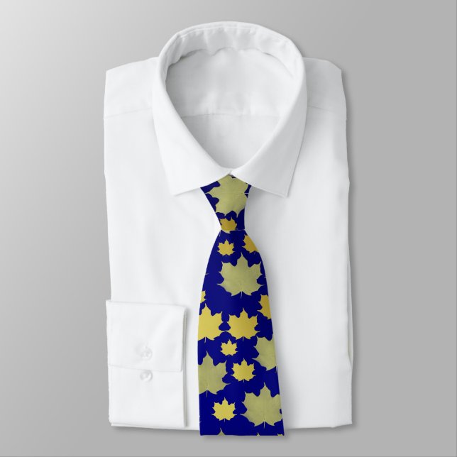 blue,maple, maple leaf, shiny, gold, metal,  tie (Tied)