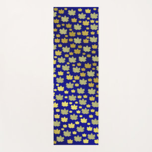 blue,maple, maple leaf, shiny, gold, metal, yoga mat