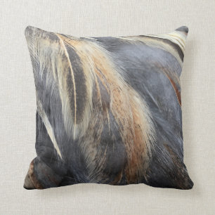 Blue Marans Feathers - Throw Pillow