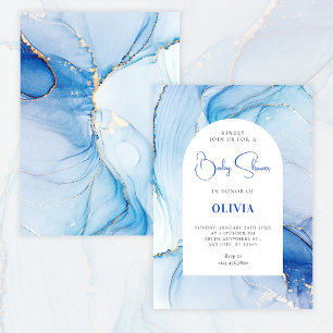 Blue Marble abstract baby shower Invitation