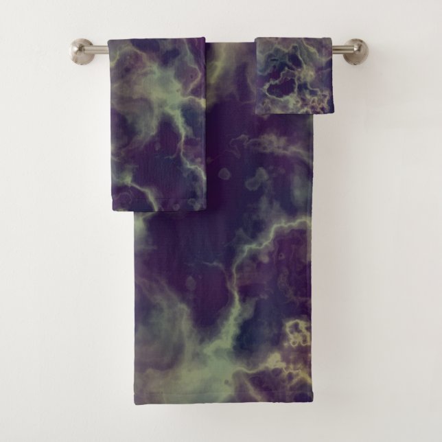 blue Marble abstract Bath Towel Set (Insitu)
