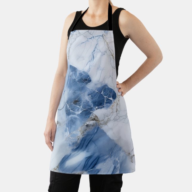 blue marble abstract coastal pattern apron (Insitu)