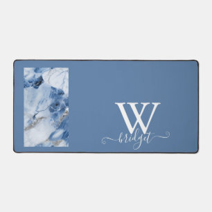 blue marble abstract coastal pattern desk mat