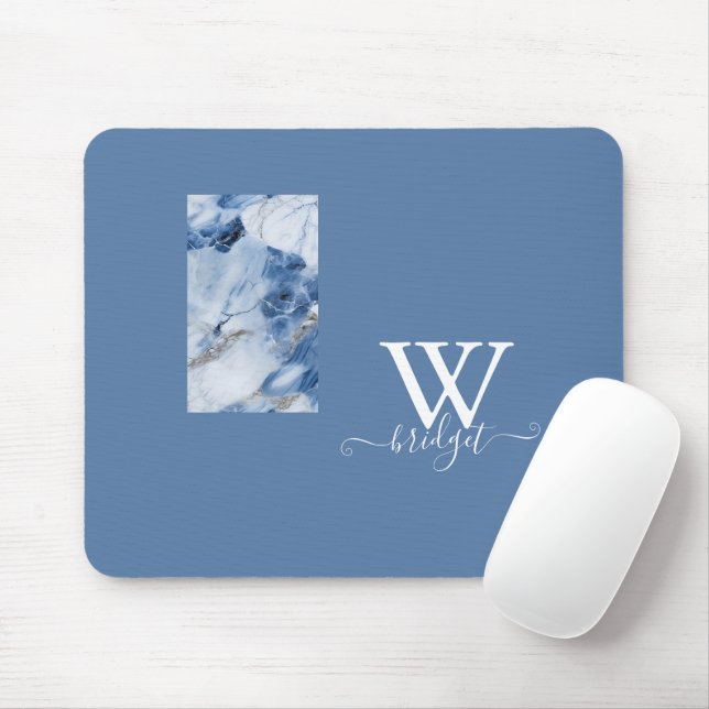 blue marble abstract coastal pattern mouse mat (With Mouse)