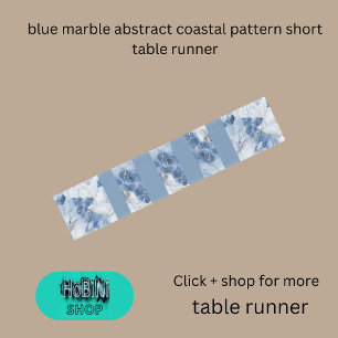 blue marble abstract coastal pattern short table runner