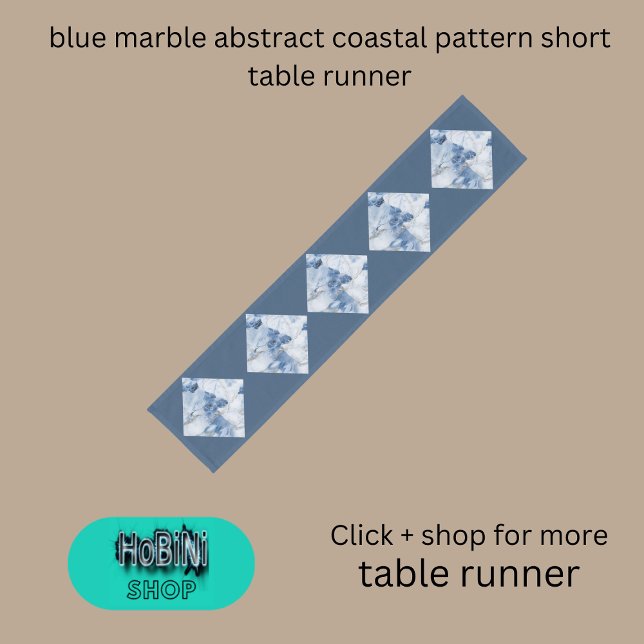 blue marble abstract coastal pattern short table runner (blue marble abstract coastal pattern short table runner)