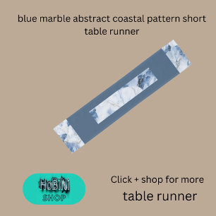 blue marble abstract coastal pattern short table runner