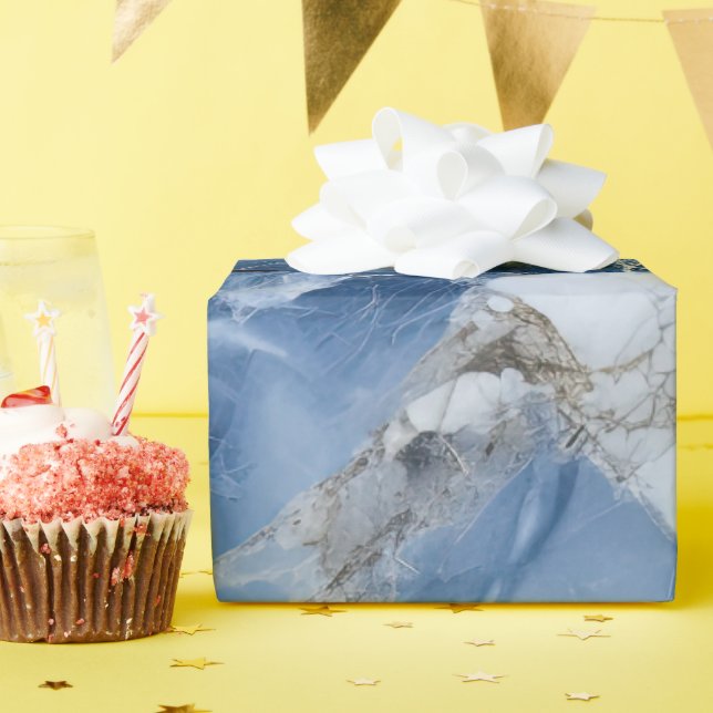 blue marble abstract coastal pattern wrapping paper (Birthday Party)