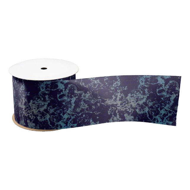 Blue Marble abstract Satin Ribbon (Spool)