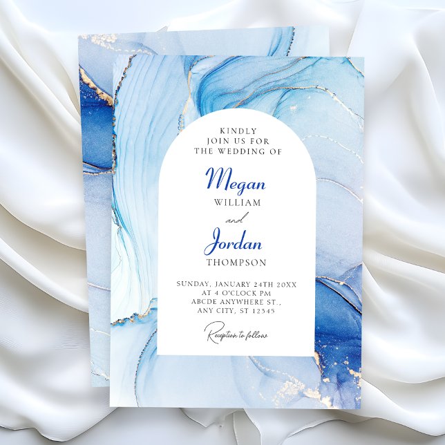 Blue Marble abstract wedding Invitation (Creator Uploaded)