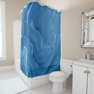 Blue Marble Agate Abstraction Shower Curtain