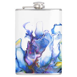 Blue Marble Agate Fluid Art Hip Flask