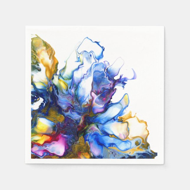 Blue Marble Agate Fluid Art Napkin (Front)