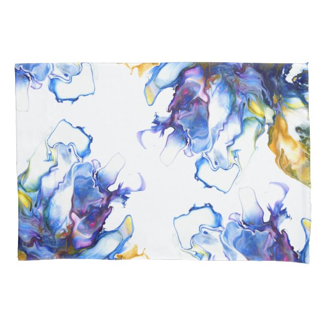 Blue Marble Agate Fluid Art Pillowcase (Front)