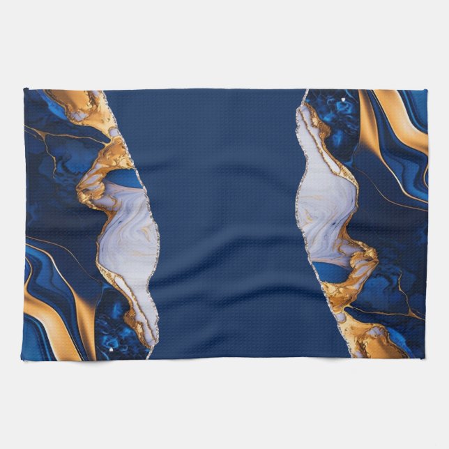 BLUE MARBLE AGATE Table Runner Tea Towel (Horizontal)