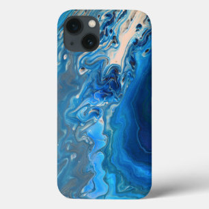 Blue Marble Agate Texture Fluid Art iPhone 13 Case