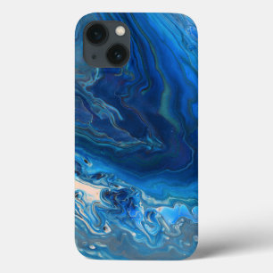 Blue Marble Agate Texture Fluid Art iPhone 13 Case