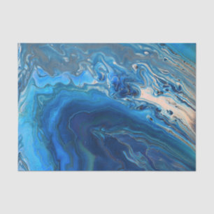 Blue Marble Agate Texture Fluid Art Tissue Paper