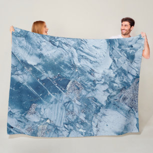 Blue Marble And Glitter  Fleece Blanket