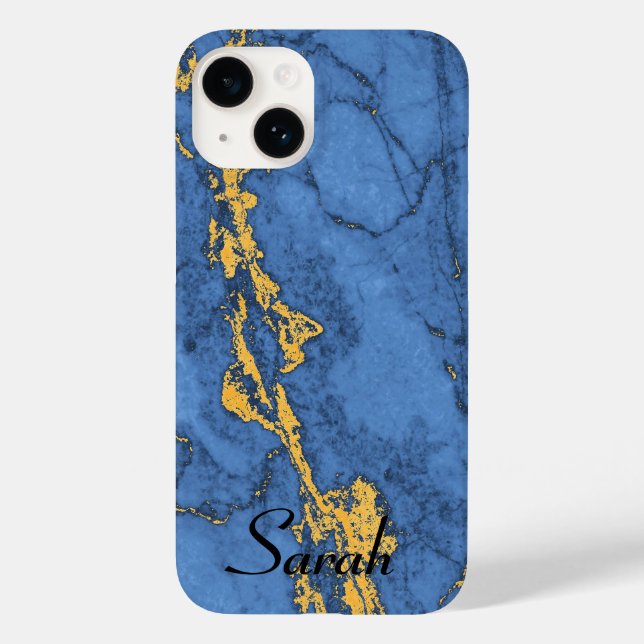 Blue Marble and Gold Case-Mate iPhone Case (Back)