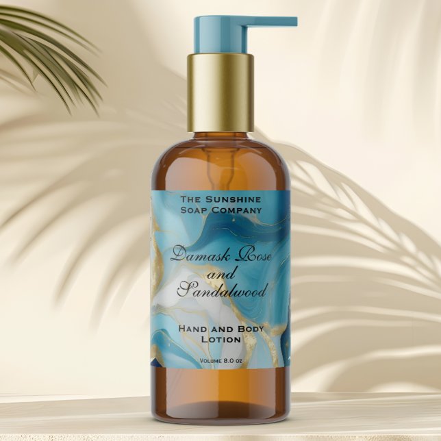 Blue Marble and Gold Foil Cosmetics Bottle Label (Creator Uploaded)