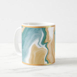 Blue Marble and Gold Rimmed Coffee Mug