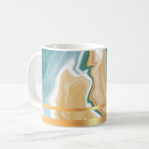Blue Marble and Gold Rimmed Coffee Mug