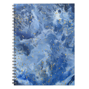 Blue marble and gold texture notebook
