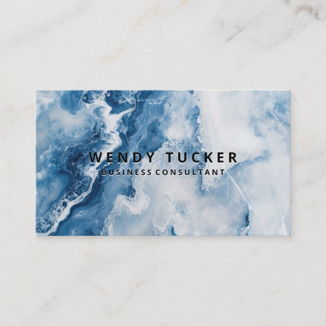 Blue Marble Background Business Card (Front)