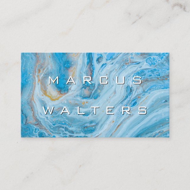 Blue Marble Background Business Card (Front)