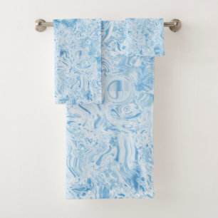 Blue Marble Bath Towel Set