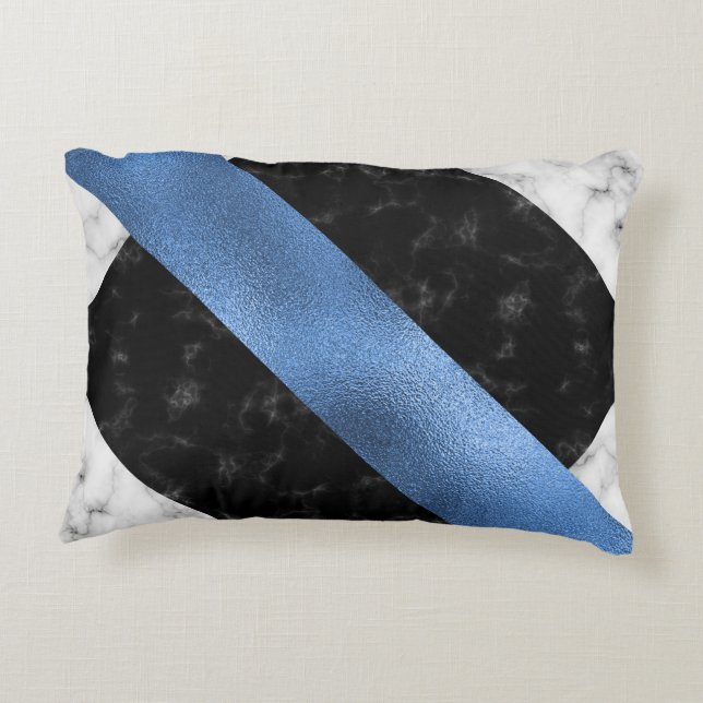Blue Marble Black Accent Pillow (Back)