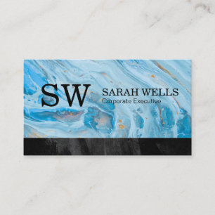 Blue Marble Black Trim Business Card