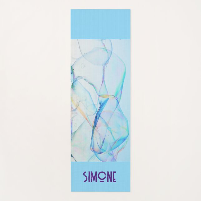 Blue Marble bubble Swirl Yoga Mat – Custom Name  (Front)