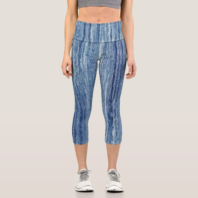 Blue Marble Capri Leggings (Front)