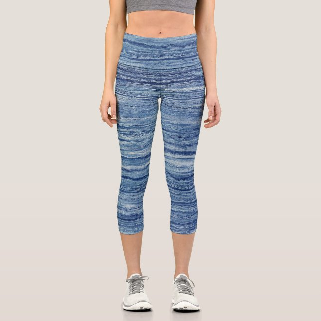 Blue Marble Capri Leggings (Front)