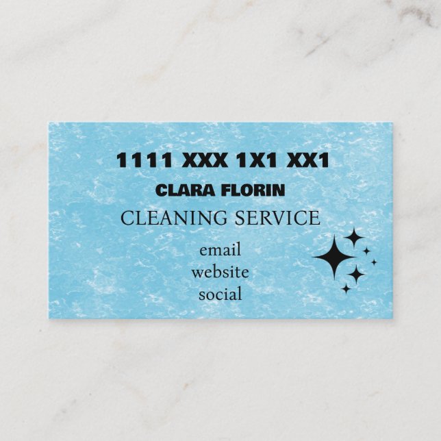 Blue Marble Cleaning Service Business Card (Front)