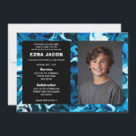 Blue Marble Custom PHOTO Bar Bat Mitzvah Invitation<br><div class="desc">Perfect card to announce a bat mitzvah, bar mitzvah or other Jewish celebration! Hand made abstract art for you on the front and back side! FULLY CUSTOMIZABLE! Click on “Personalise” above to edit the text and add your own photo. Click "edit using design tool" to adjust the fonts, colours and...</div>