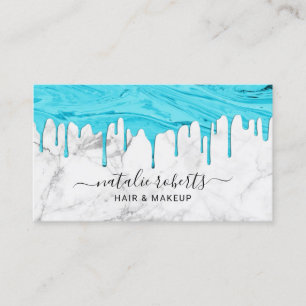 Blue Marble Drips Makeup Artist & Hair Stylist Business Card