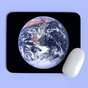 Blue Marble Earth on Black Mouse Mat