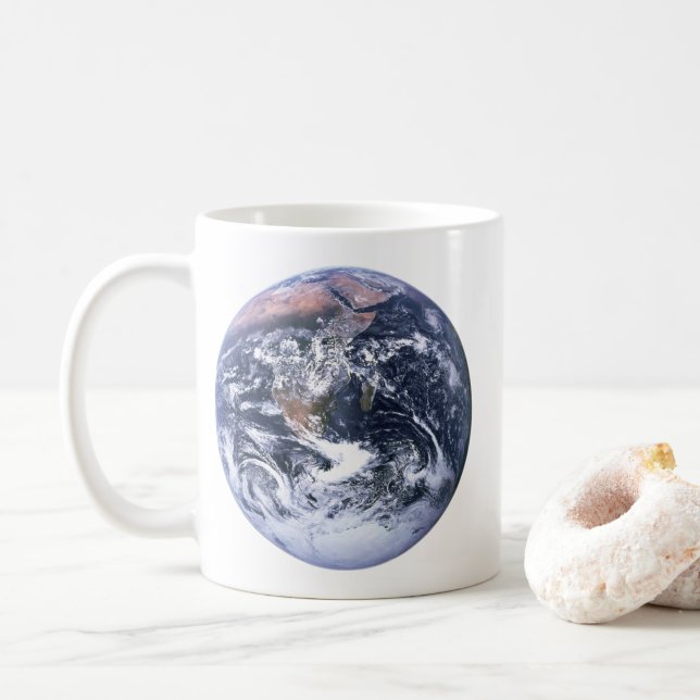 Blue Marble Earth Vintage Space Photo Coffee Mug (With Donut)