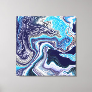 Blue Marble Fluid Art  Canvas Print