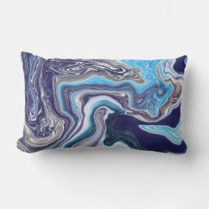 Blue Marble Fluid Art   Lumbar Cushion