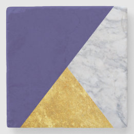 Blue + Marble Gold Stone Coaster