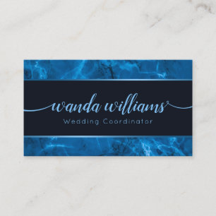 Blue Marble Handwritten Calligraphy Business Card