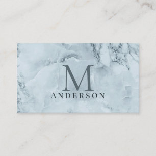 Blue Marble Masculine Double Monogram Business Card
