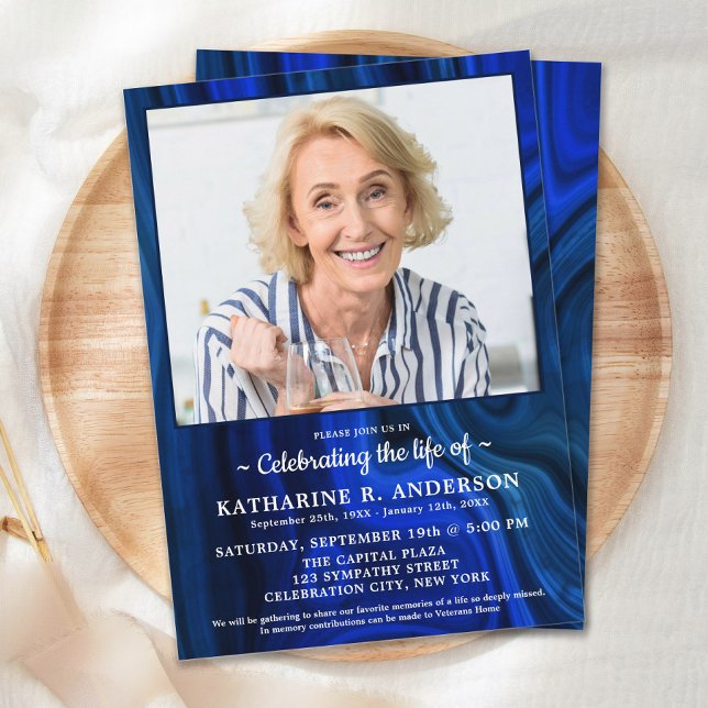 Blue Marble Memorial Funeral Celebration Of Life Invitation (Creator Uploaded)