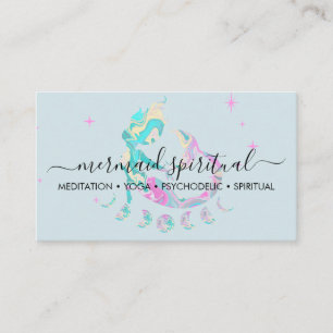 Blue marble Mermaid moon spiritual zodiac Business Card
