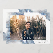 Blue Marble Ombre Graduation Announcement